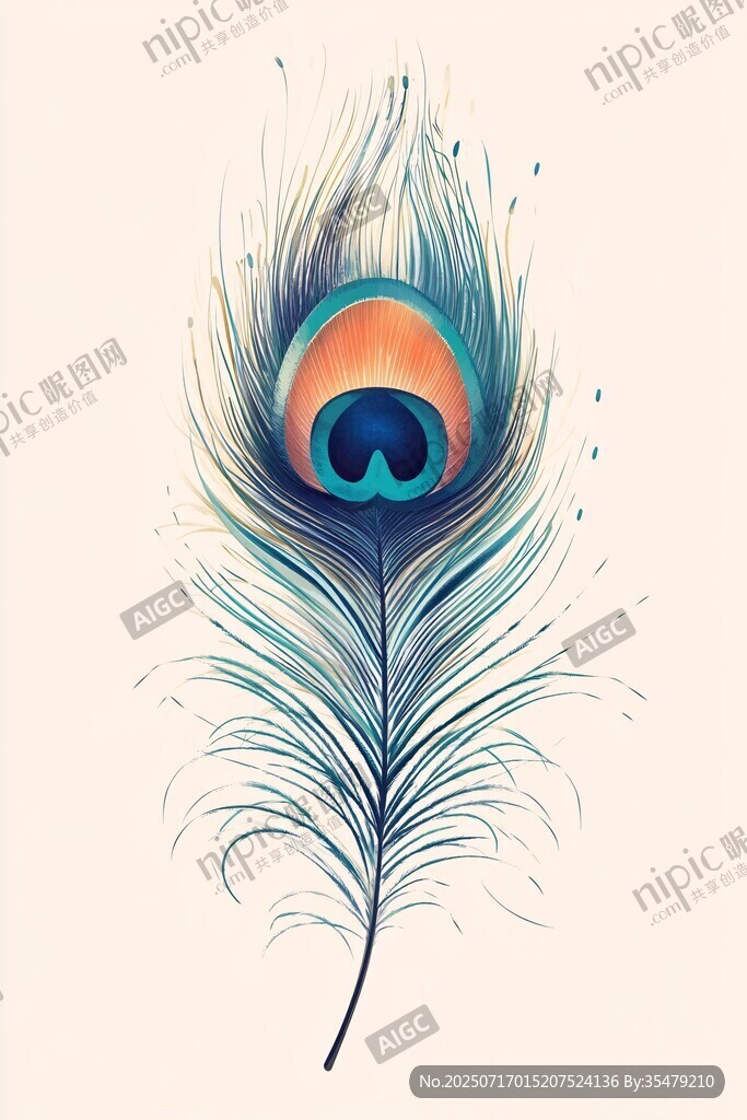 絢麗孔雀羽毛插畫