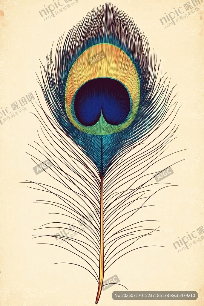 復(fù)古風孔雀羽毛插畫