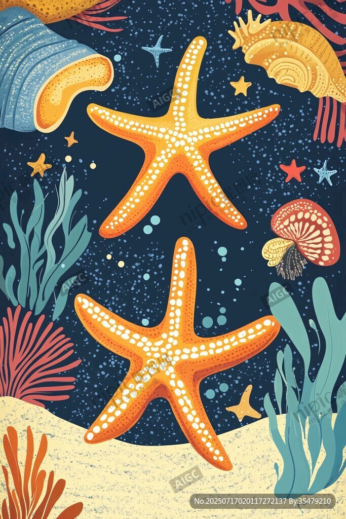 海底海星與多彩海洋生物
