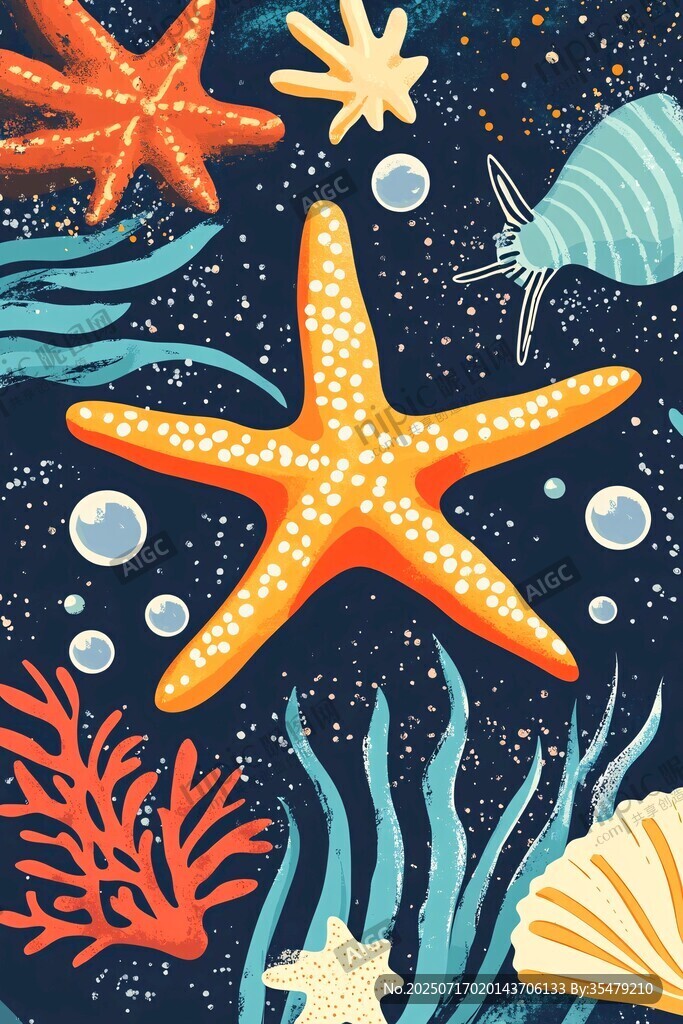 海底世界 海星與海洋生物