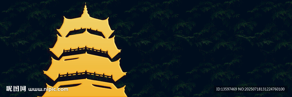 夜幕下的金色寶塔