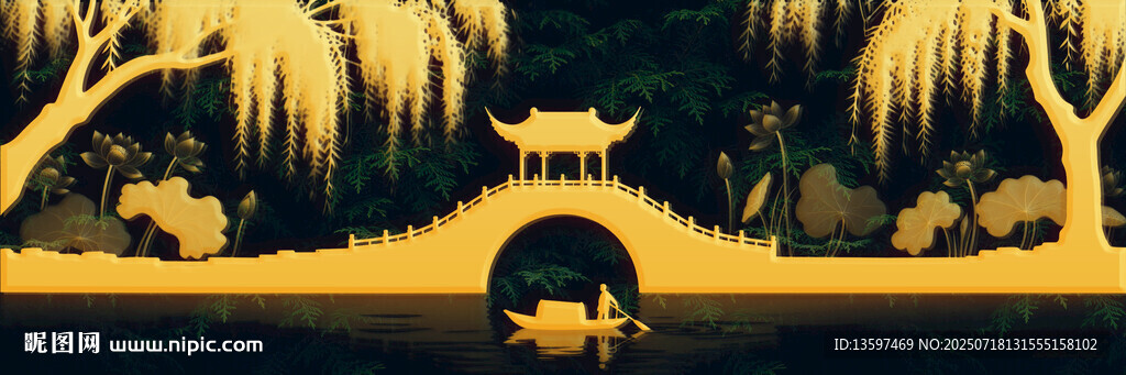 古風(fēng)園林夜景