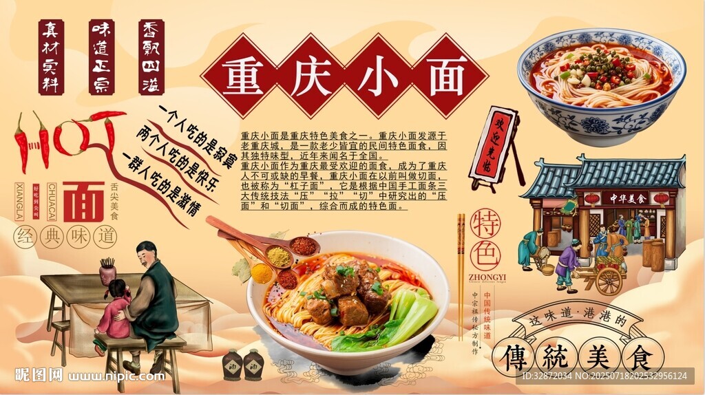 重慶小面背景墻