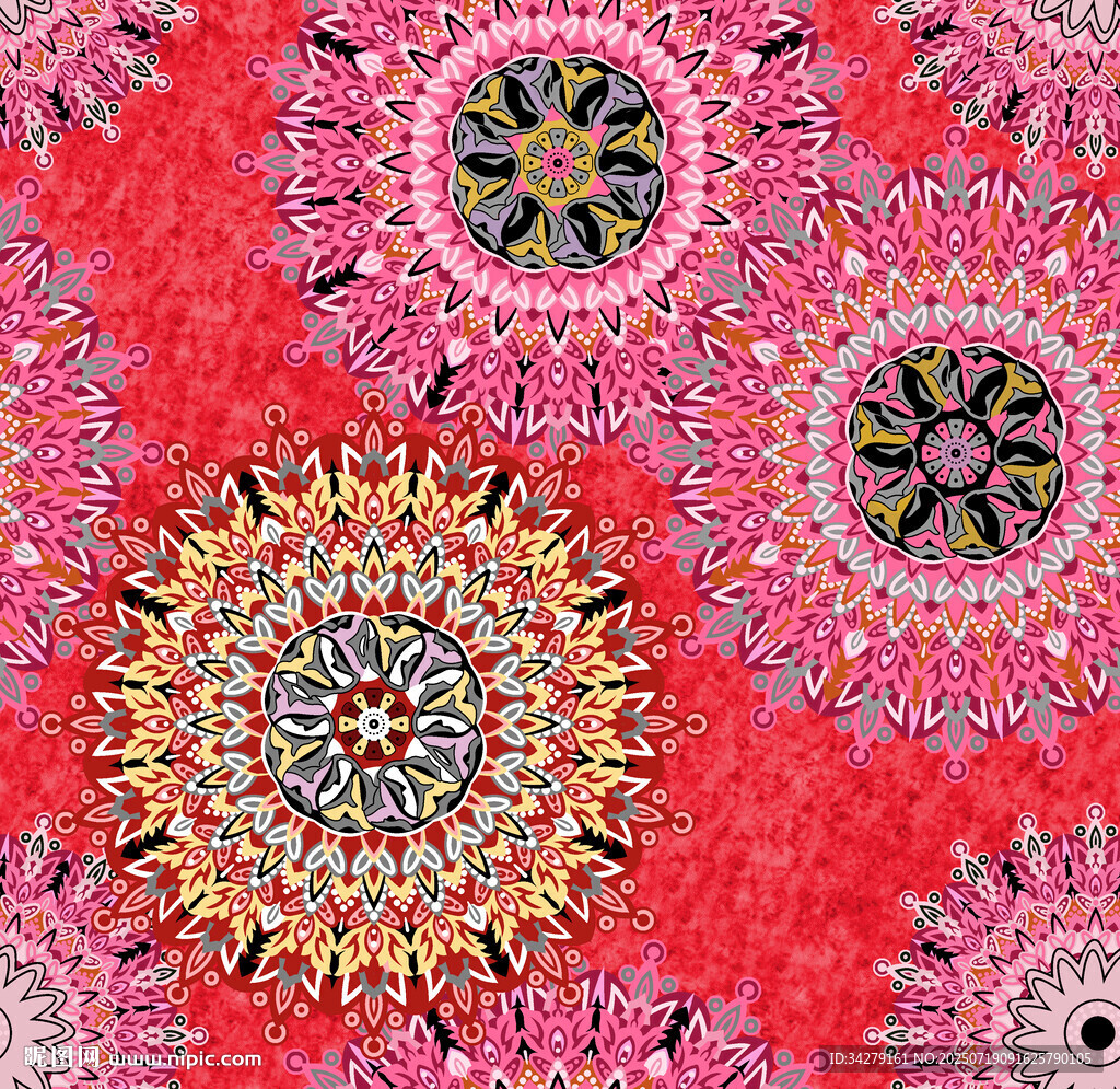 紅色曼陀羅花紋理圖案