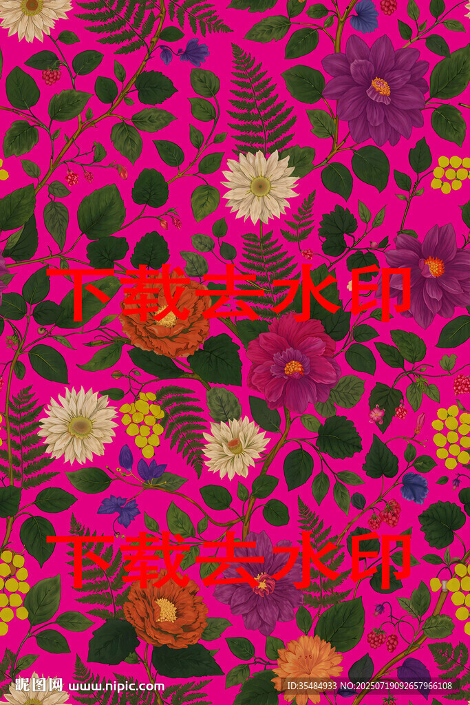 絢麗多彩花卉圖案布料