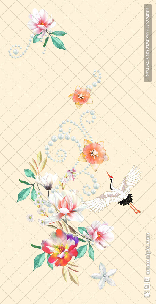 中式花卉飛鳥(niǎo)裝飾圖案
