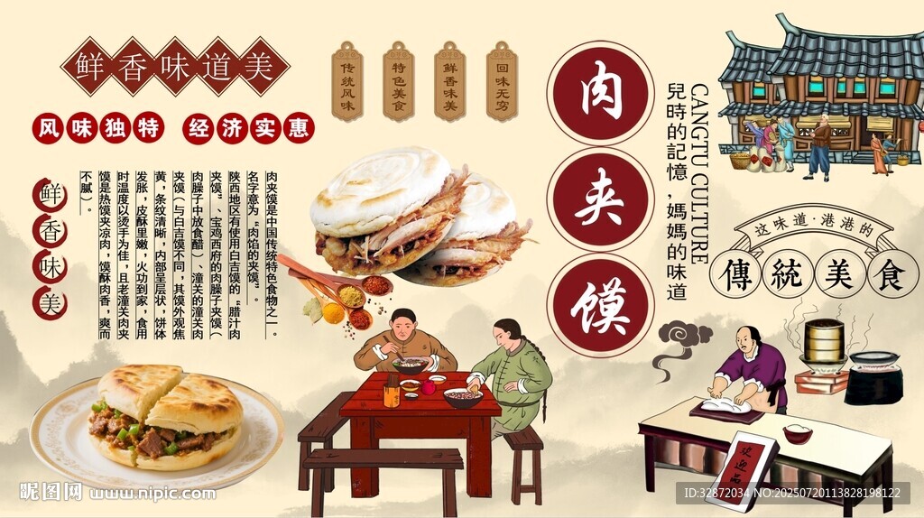 肉夾饃背景墻