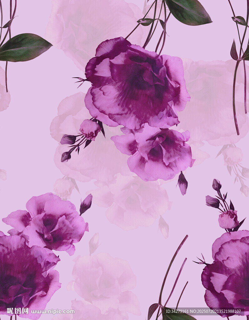 紫色花卉水彩