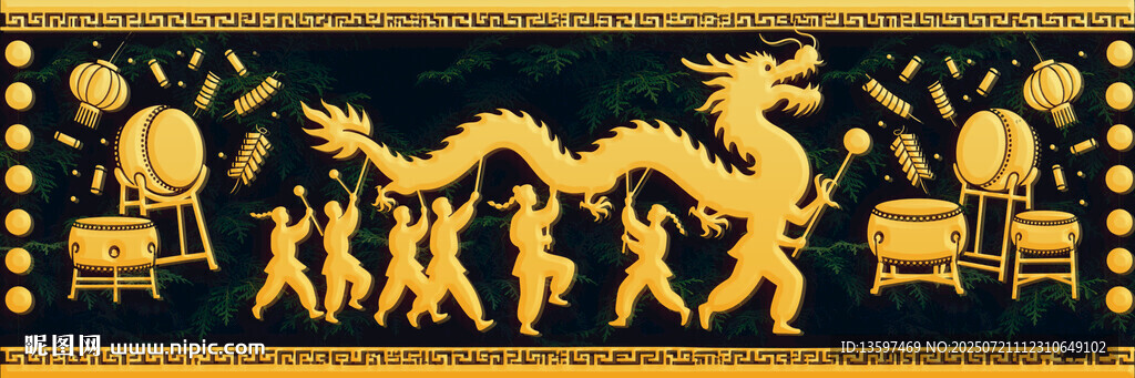 傳統(tǒng)民俗舞龍場景圖