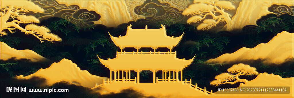 古風(fēng)云霧中的壯麗樓閣