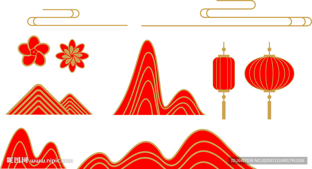 中式紅色春節(jié)喜慶傳統(tǒng)元素圖案