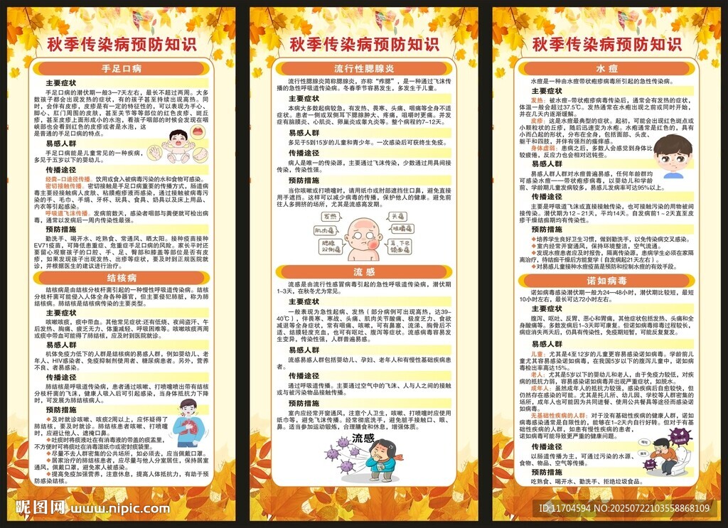 秋季傳染病預防知識展架