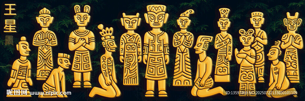 精美金色古代人物雕像