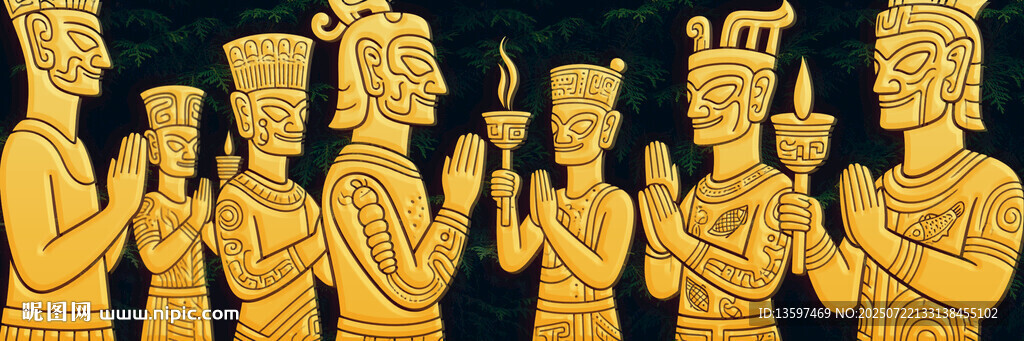 古代金制人物雕像群