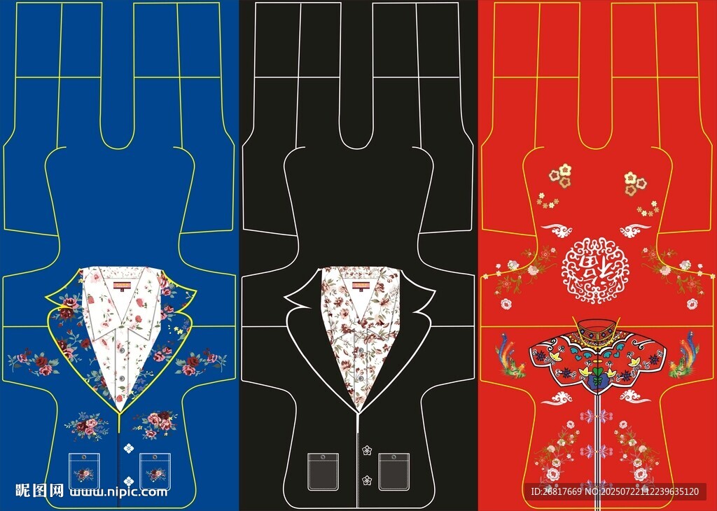 殯葬服飾中式刺繡西裝圖案設(shè)計(jì)