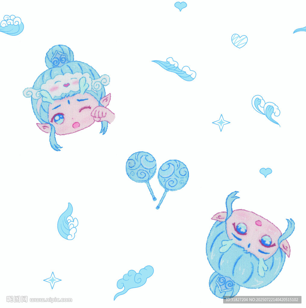 可愛卡通戲曲人物圖案元素