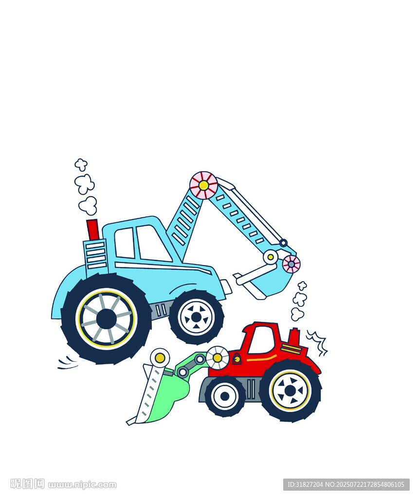 卡通工程車與拖拉機(jī)