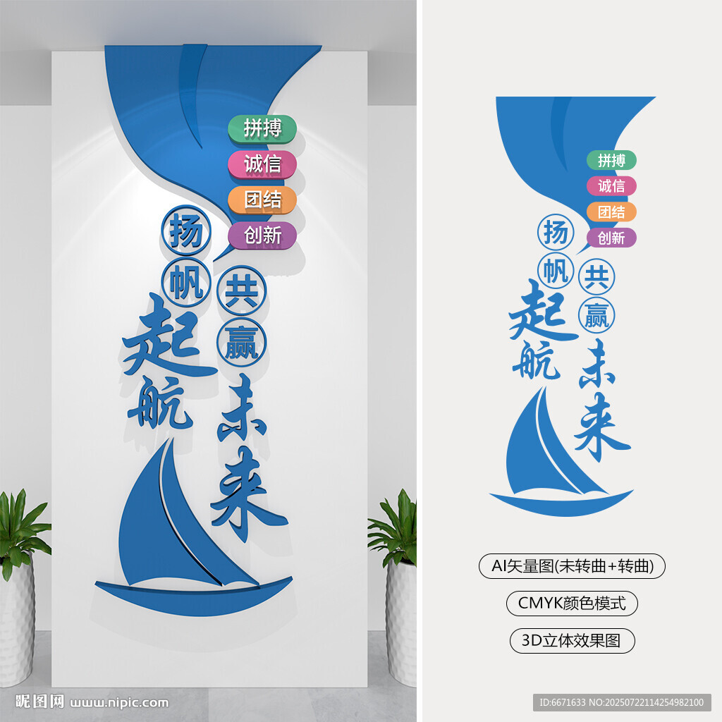 豎版楊帆起航文化墻