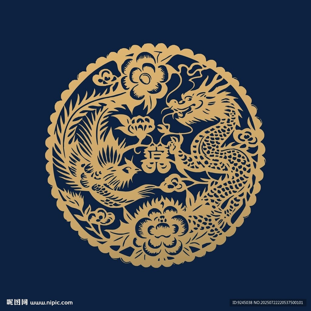 中式龍紋圓形精美圖案