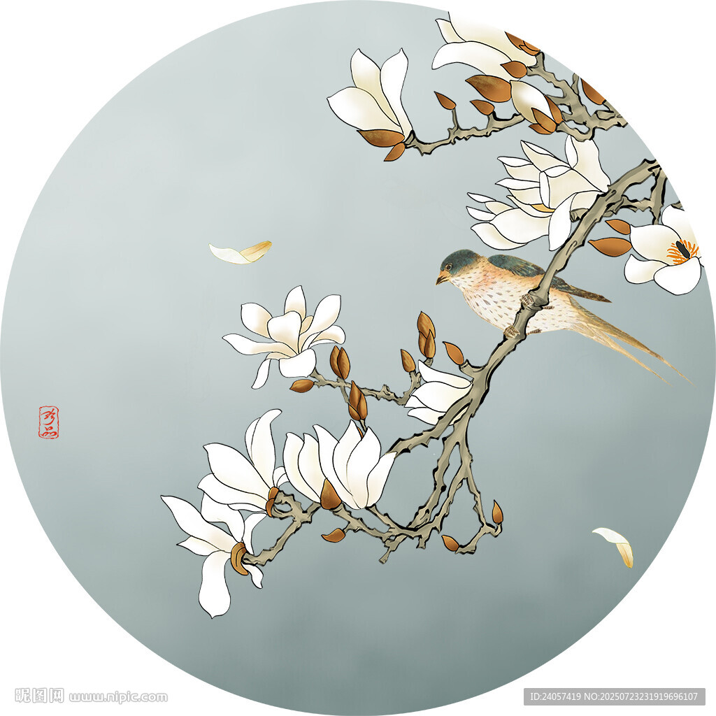 新中式花鳥(niǎo)玉蘭