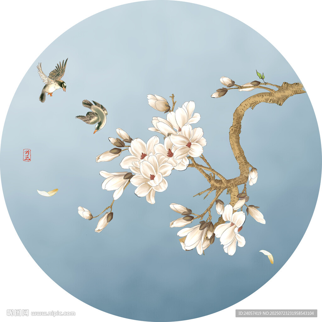 新中式花鳥玉蘭