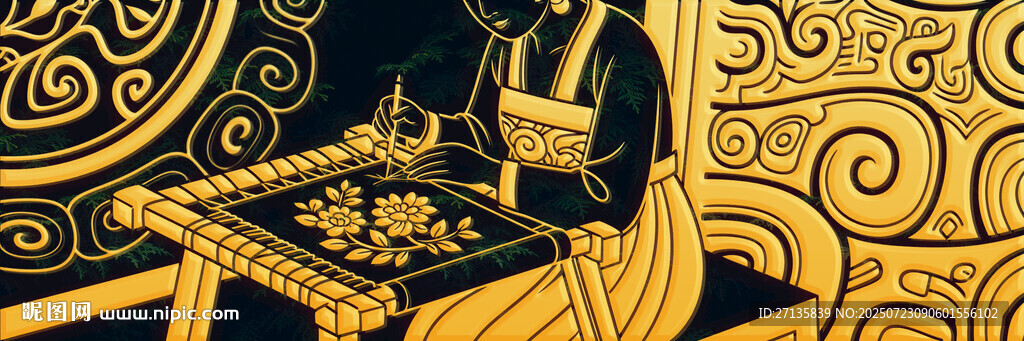 古風(fēng)人物專注于桌前創(chuàng)作