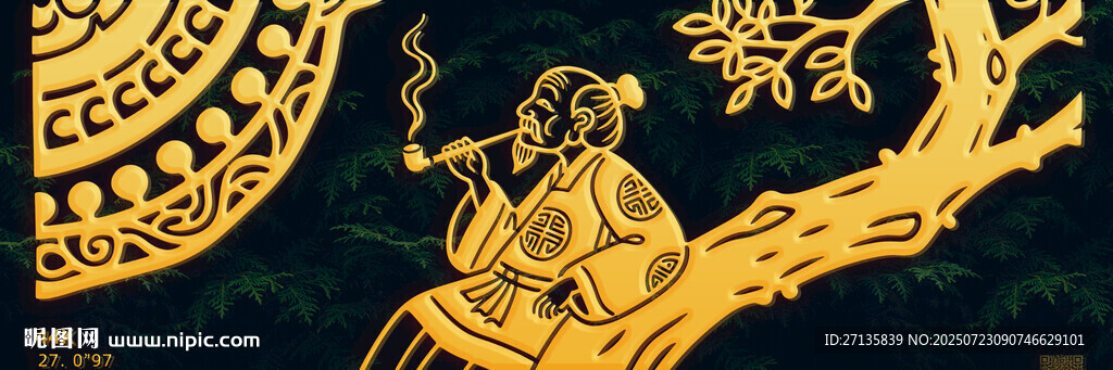 金色神話人物浮雕藝術圖
