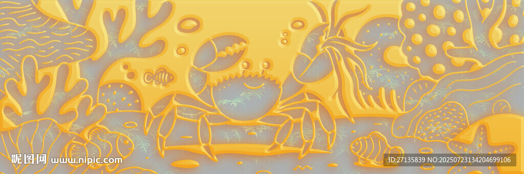 金色海洋生物圖案紋理