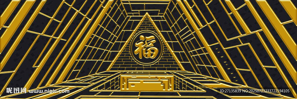金色幾何結(jié)構(gòu)建筑內(nèi)部