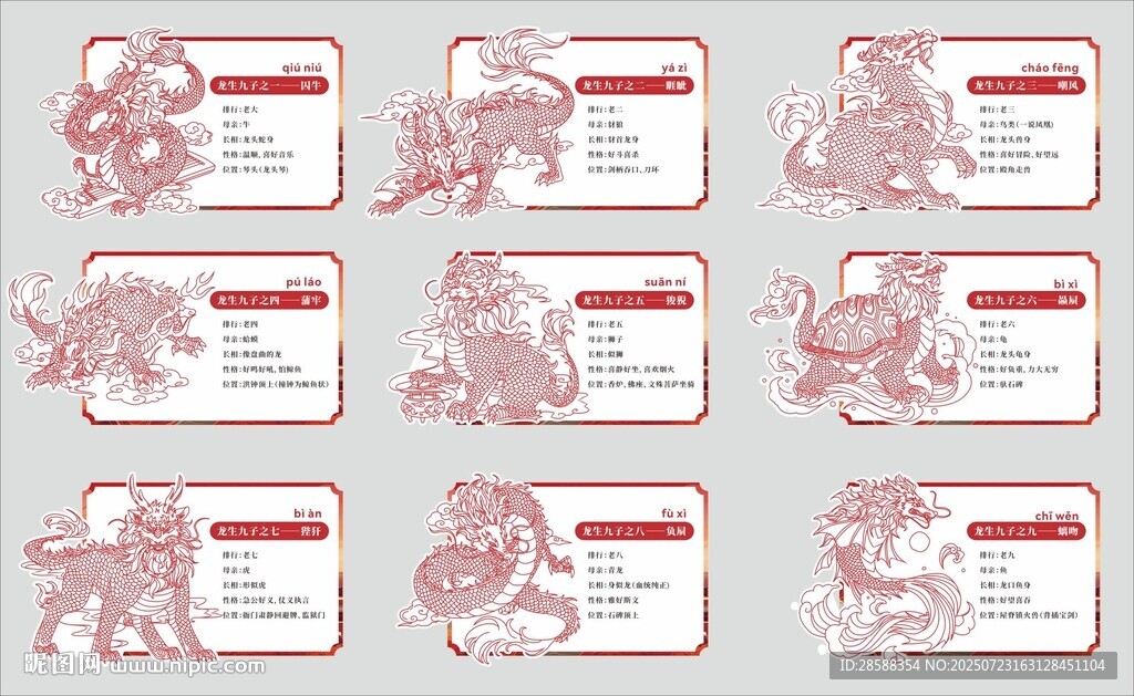 龍九子簡(jiǎn)介線稿
