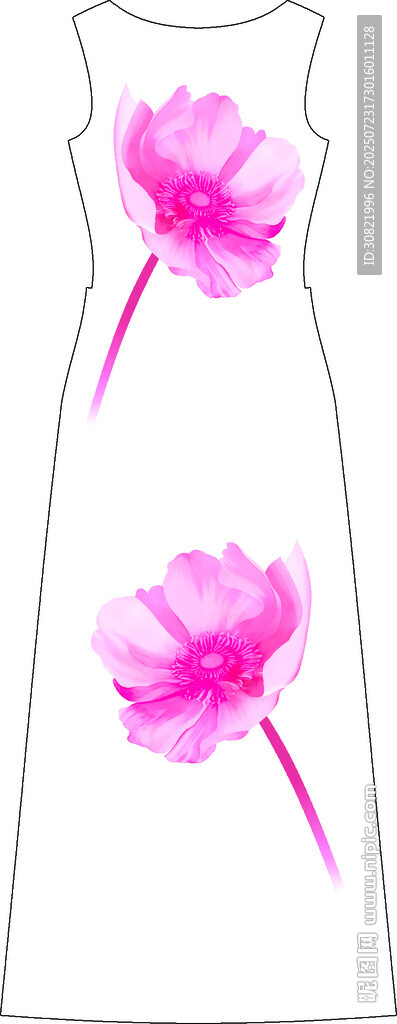 粉色花朵圖案女士連衣裙