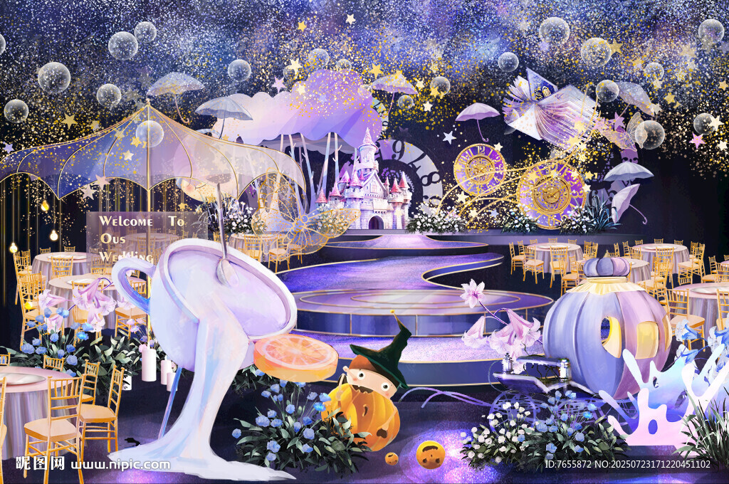 夢幻浪漫的花卉婚禮場景