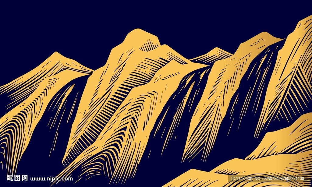 線描金色山川山脈背景