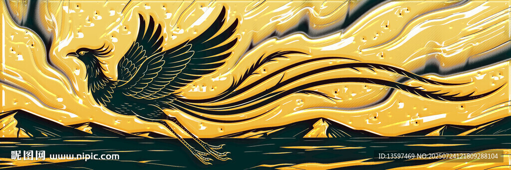 金色鳳凰展翅圖