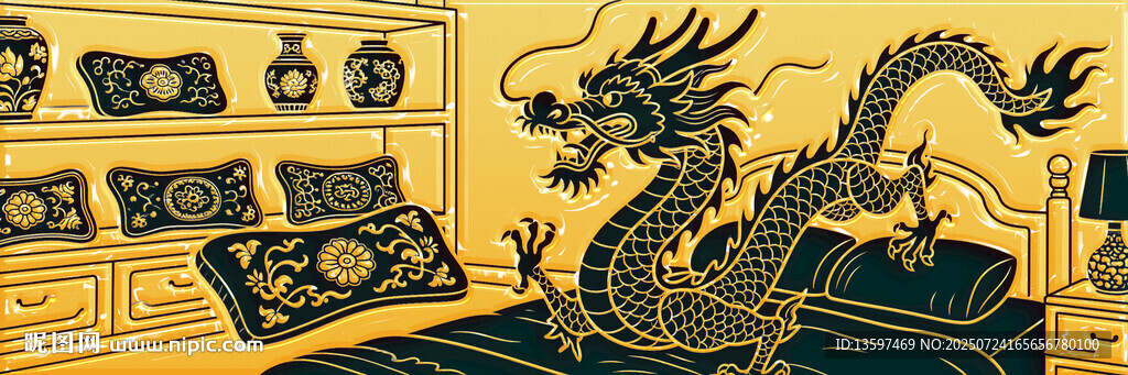 中式龍紋圖案裝飾元素