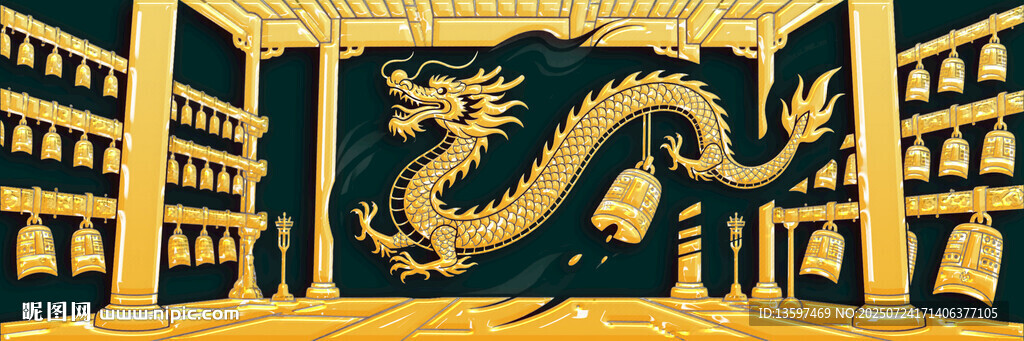 中式古典龍紋裝飾圖案