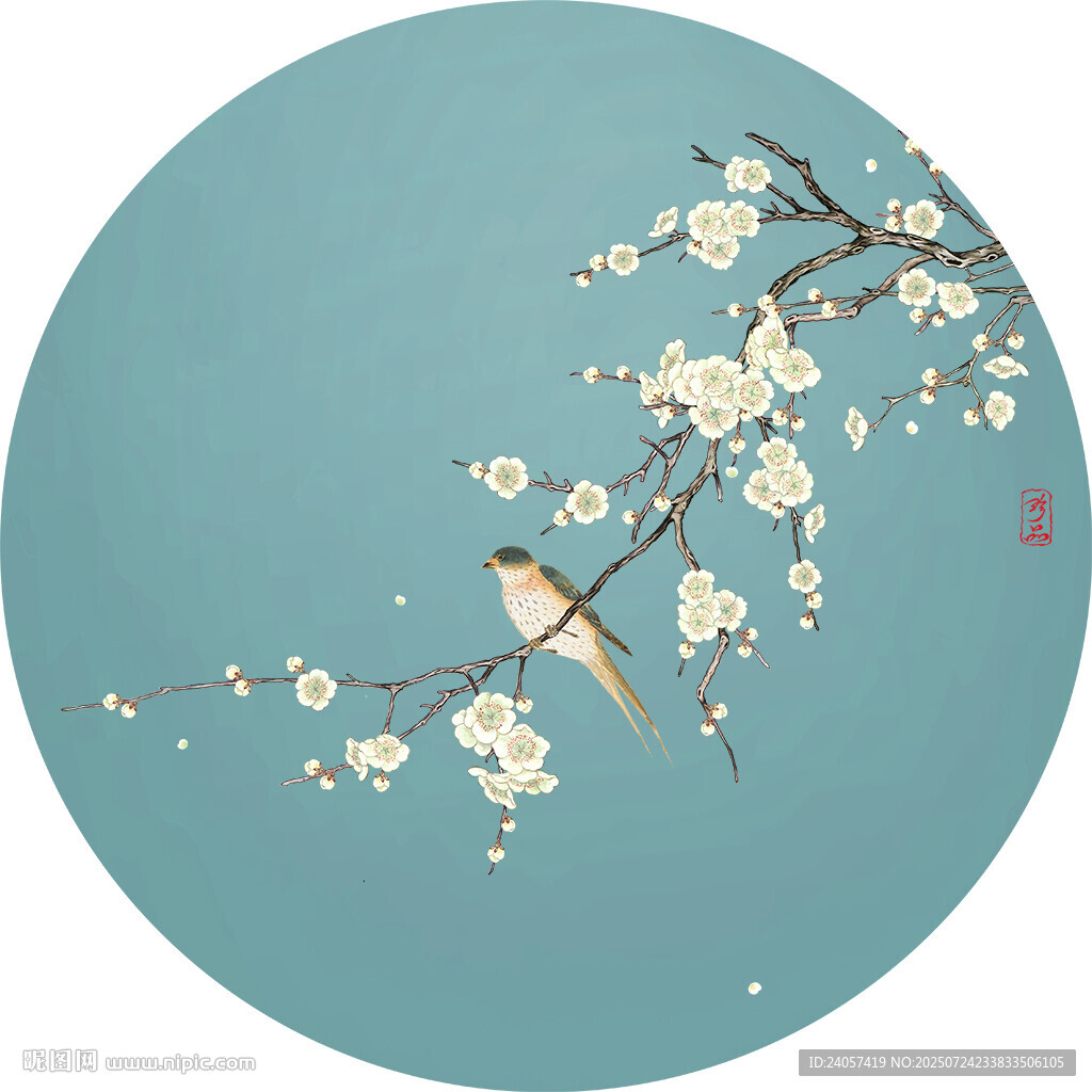 新中式花鳥梅花