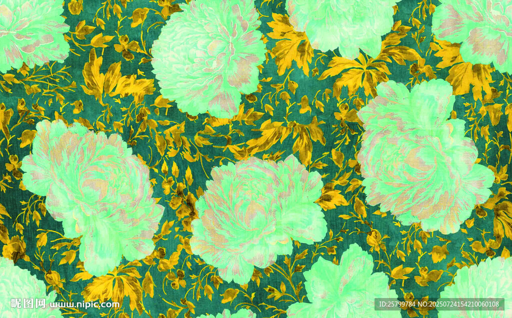 清新綠黃花卉圖案紋理