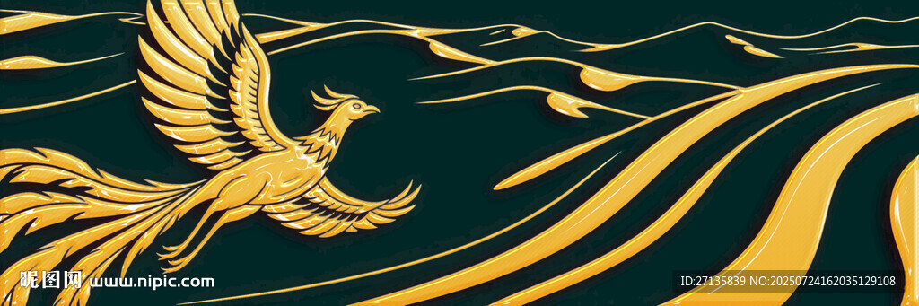 金色鳳凰于浪間翱翔