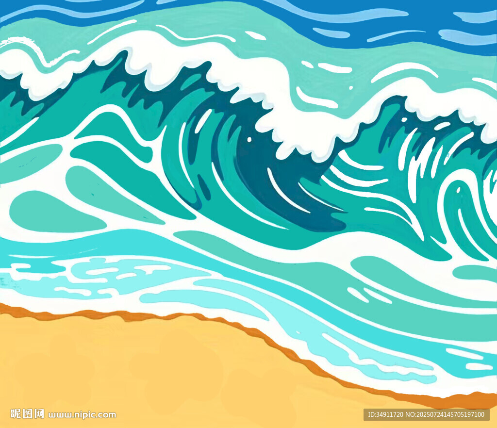 海邊波浪插畫