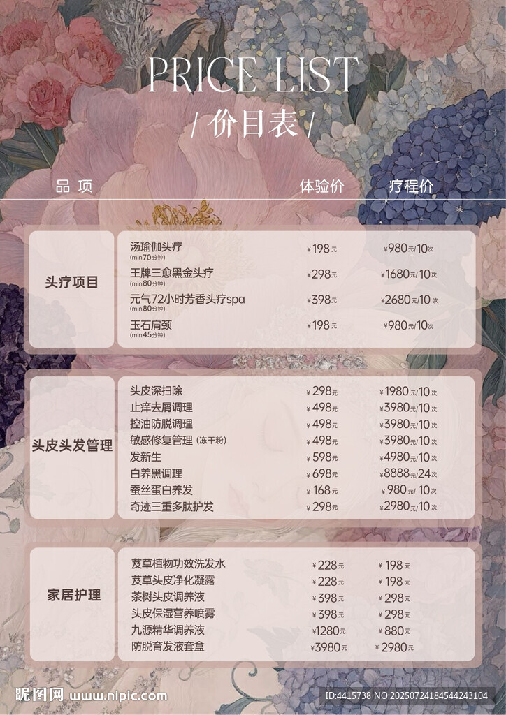 頭療養(yǎng)生館頭療價(jià)目表復(fù)古插畫(huà)風(fēng)