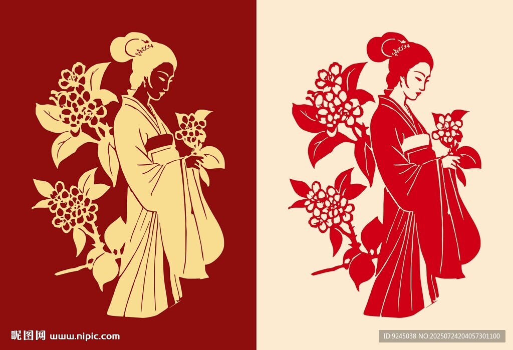 古風(fēng)明代美女桂花圖案