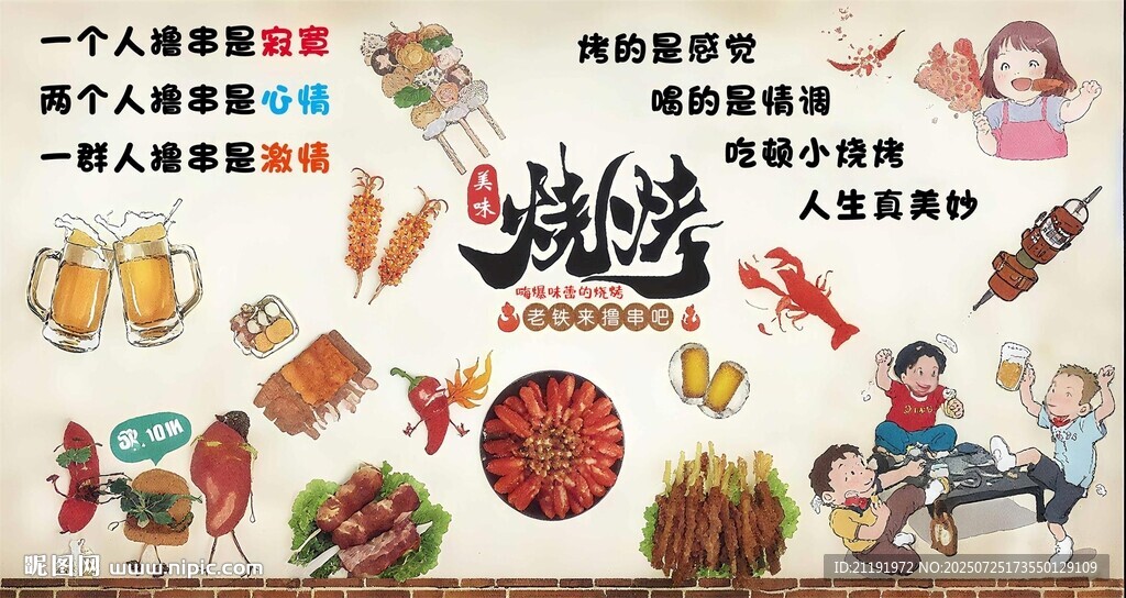 燒烤背景墻