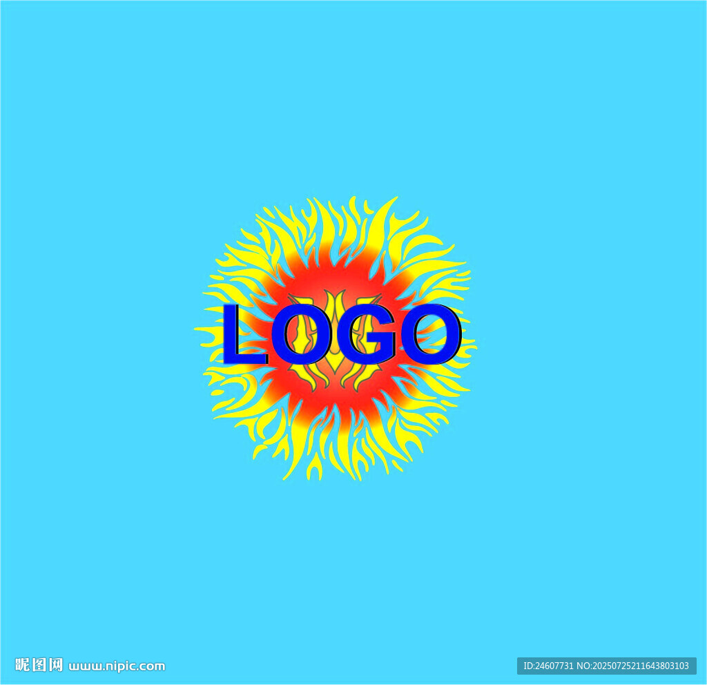 藍(lán)色背景上的多彩設(shè)計LOGO
