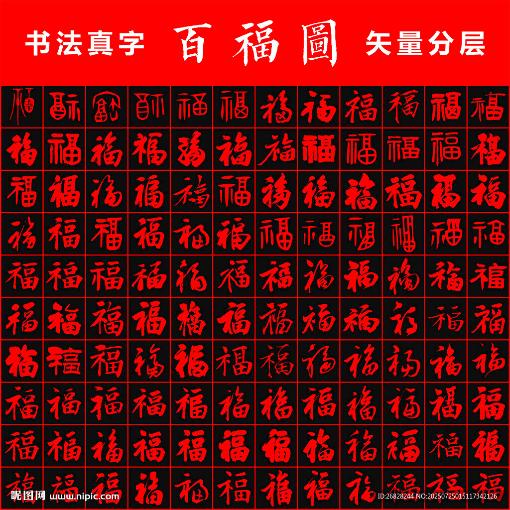百福圖 書法真字