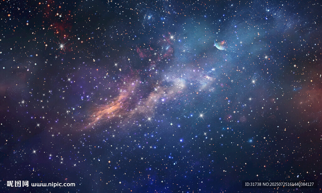 浩瀚藍(lán)色宇宙星空背景墻