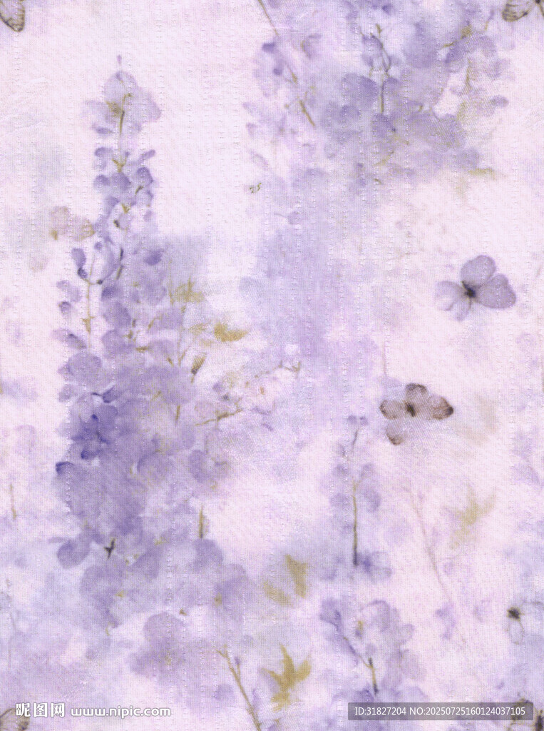 夢(mèng)幻紫色花卉水彩畫