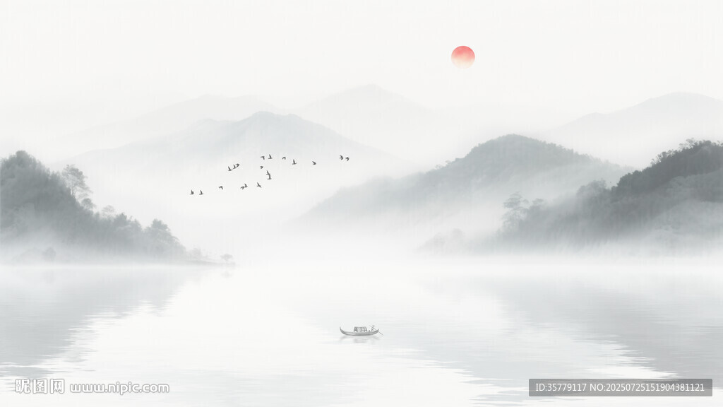 新中式山水畫背景墻
