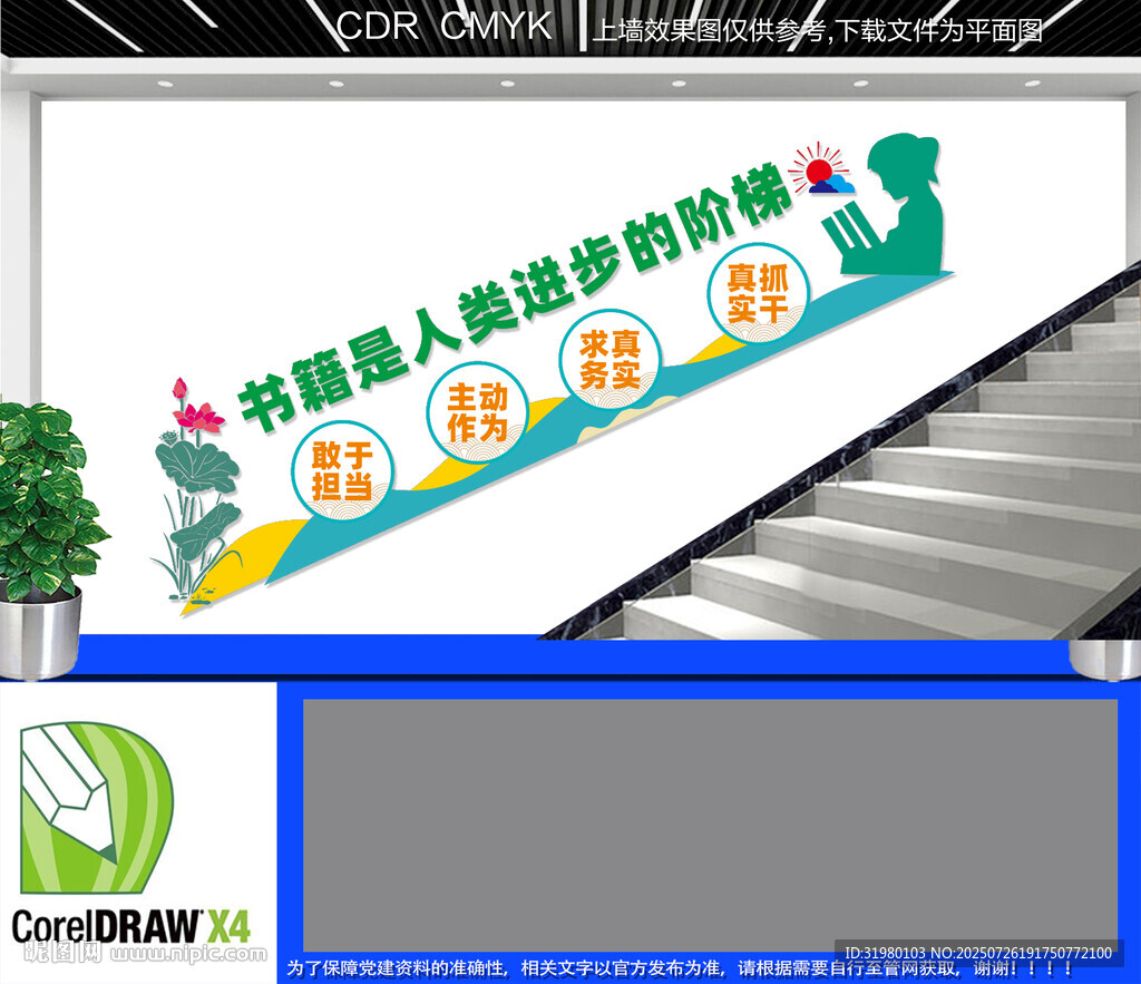 閱讀室樓梯文化墻