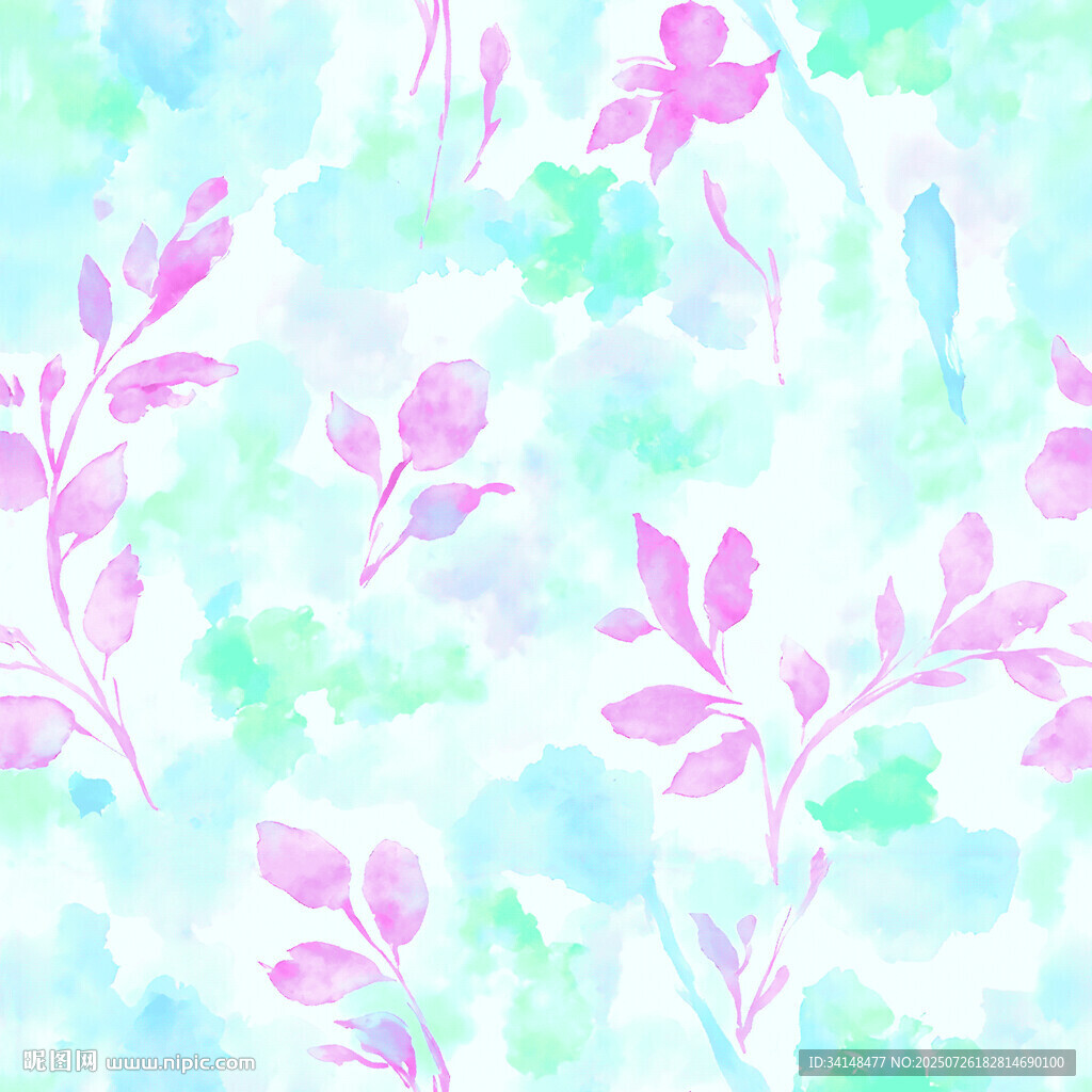 清新水彩花卉植物圖案